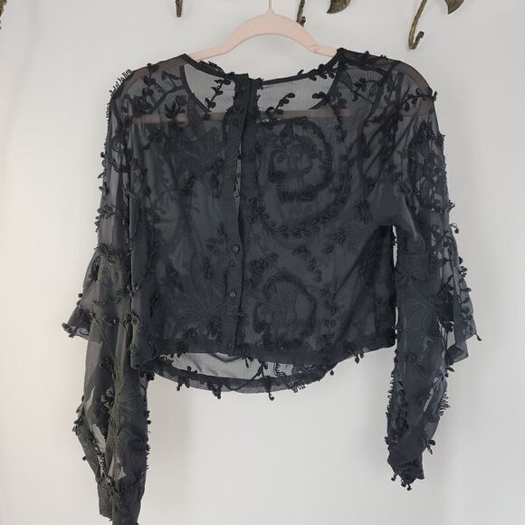 unbranded Tops - Unbranded dark romantic sheer blouse long angel sleeves